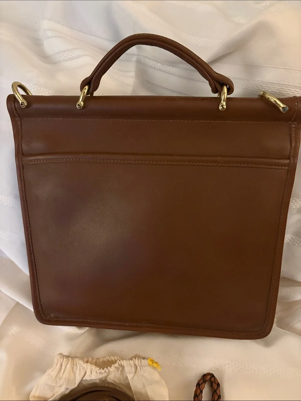 Coach Brown Leather Structured Satchel with Top Handle